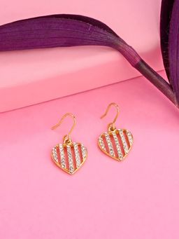 Estele - Gold Plated Heart Shaped Earrings with Crystals for Girls and Women
